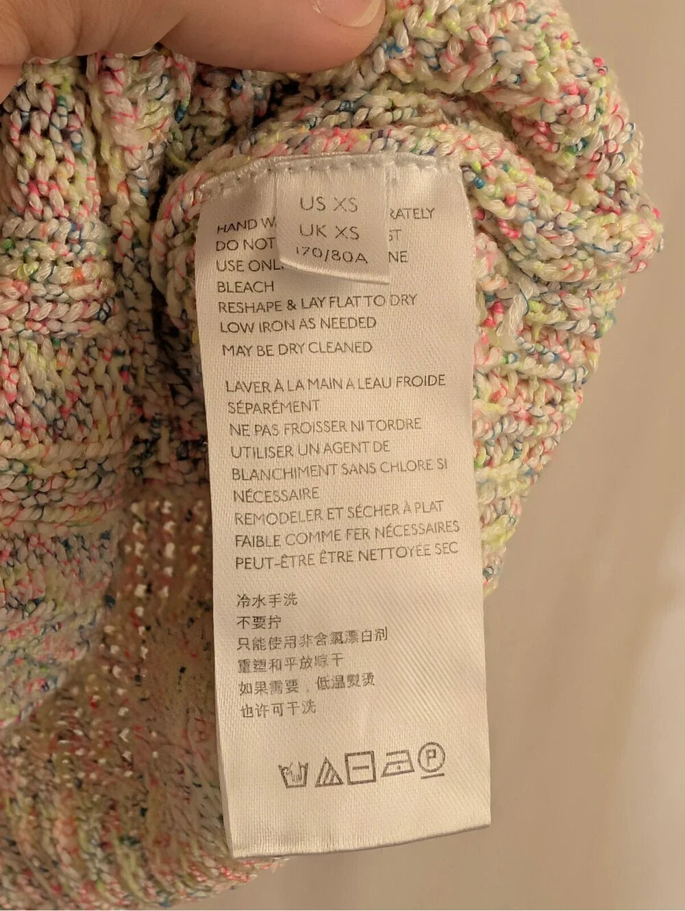 BDG Urban Outfitters Neon Confetti Multi Color Knit Crop V-Neck Sweater Vest XS